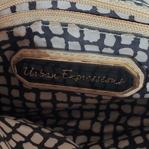 Vegan Quilted Beige Leather Crossbody Purse Clutch Gold Chain Urban Expressions - Picture 11 of 14